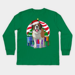 Saint Bernard Dog Christmas Tree Decoration Kids Long Sleeve T-Shirt